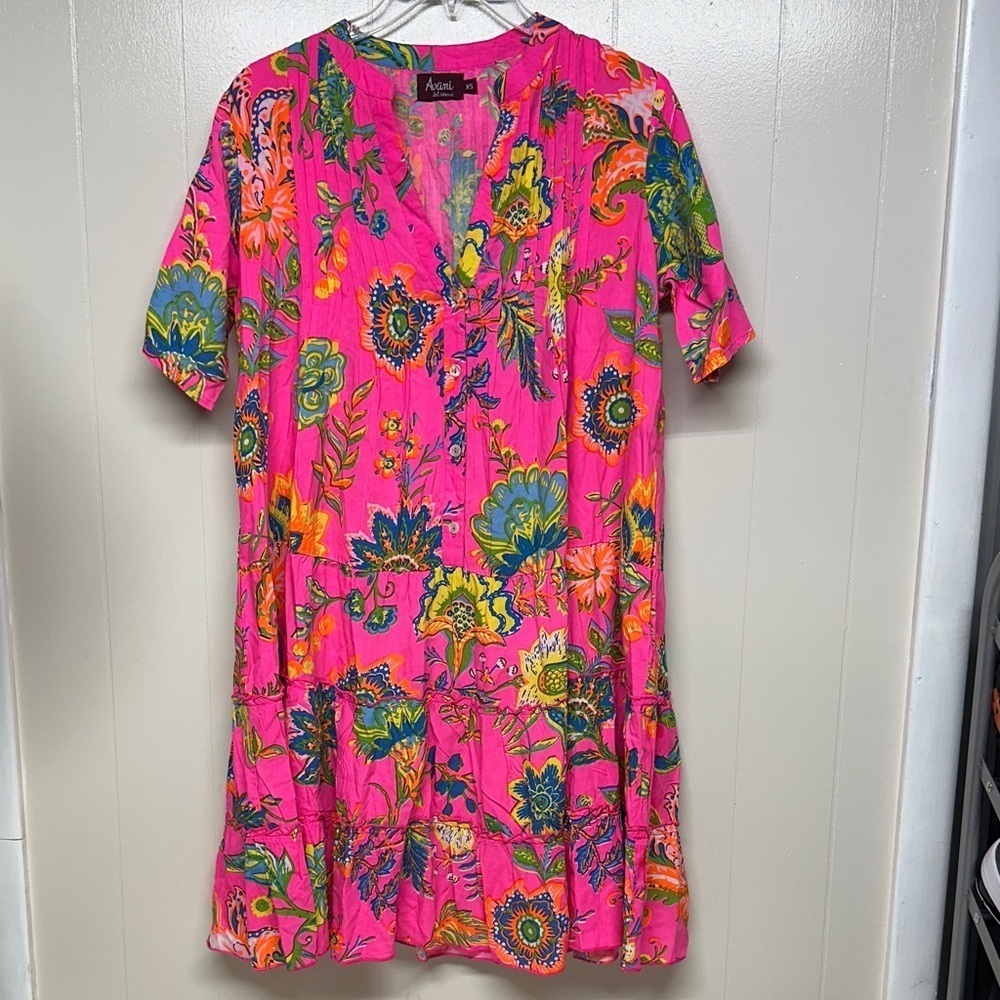 Avani JACOBIN FLOWER Vibrant Pink Floral babydoll dress